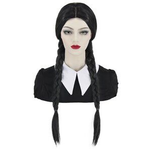 Women Black Braided Wig for Girls Long Braided Wig Black Cute Wigs Costume